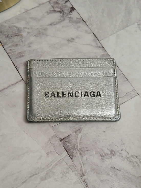 Balenciaga Handbags - Balenciaga Authentic Metallic Silver Leather Card Case